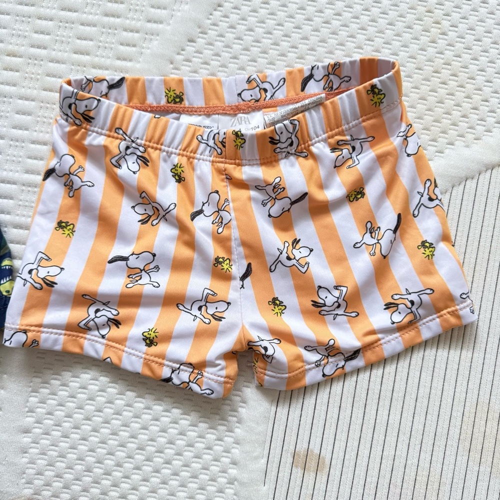 Zara Kids Orange and White Striped Swim Shorts
